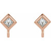 Square Bezel Set Earring Top Mounting in 14 Karat Rose Gold for Square Stone, 0.33 grams