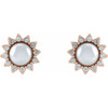 Halo Style Pearl Earrings Mounting in 14 Karat Rose Gold for Pearl Stone, 2.92 grams