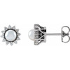 Halo Style Pearl Earrings Mounting in Platinum for Pearl Stone, 4.43 grams