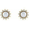Halo Style Pearl Earrings Mounting in 14 Karat Yellow Gold for Pearl Stone, 2.88 grams
