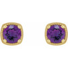 Round 4 Prong Earrings Mounting in 14 Karat Yellow Gold for Round Stone, 1.9 grams