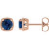 Round 4 Prong Earrings Mounting in 14 Karat Rose Gold for Round Stone, 1.85 grams