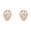 Pear Micro Bezel Set Stud Earrings Mounting in 14 Karat Rose Gold for Pear Stone, 0.53 grams