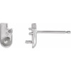 Pearl Geometric Earrings Mounting in 14 Karat White Gold for Pearl Stone, 0.32 grams