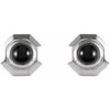 Geometric Cabochon Earrings Mounting in Platinum for Round Stone, 3.34 grams