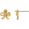 Pearl Bow Earrings Mounting in 14 Karat Yellow Gold for Pearl Stone, 0.94 grams