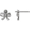 Pearl Bow Earrings Mounting in 14 Karat White Gold for Pearl Stone, 0.91 grams