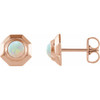 Geometric Cabochon Earrings Mounting in 14 Karat Rose Gold for Round Stone, 2.21 grams