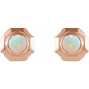 Geometric Cabochon Earrings Mounting in 14 Karat Rose Gold for Round Stone, 2.21 grams