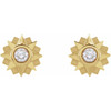 Sun Earrings Mounting in 14 Karat Yellow Gold for Round Stone, 2.5 grams