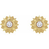Sun Earrings Mounting in 14 Karat Yellow Gold for Round Stone, 2.5 grams