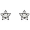 Accented Star Earrings Mounting in Sterling Silver for Round Stone, 0.75 grams