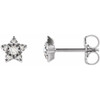 Accented Star Earrings Mounting in 14 Karat White Gold for Round Stone, 0.92 grams