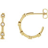 Bezel Set Hoop Earrings Mounting in 14 Karat Yellow Gold for Round Stone, 2.59 grams