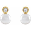 Accented Pearl Earrings Mounting in 14 Karat Rose Gold for Round Stone, 0.85 grams