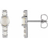 Accented Bar Earrings Mounting in Sterling Silver for Round Stone, 1.32 grams