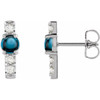 Accented Bar Earrings Mounting in 14 Karat White Gold for Round Stone, 1.63 grams