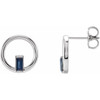 Baguette Circle Earrings Mounting in Sterling Silver for Straight baguette Stone, 1.7 grams
