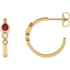 Bezel Set Hoop Earrings Mounting in 14 Karat Rose Gold for Pear shape Stone, 3.29 grams