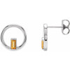 Baguette Circle Earrings Mounting in 14 Karat White Gold for Straight baguette Stone, 2.07 grams