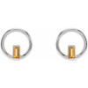 Baguette Circle Earrings Mounting in 14 Karat White Gold for Straight baguette Stone, 2.07 grams