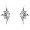 Starburst Earrings Mounting in 14 Karat White Gold for Round Stone, 0.71 grams