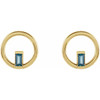 Baguette Circle Earrings Mounting in 14 Karat Yellow Gold for Straight baguette Stone, 2.11 grams