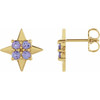Celestial Earrings Mounting in 14 Karat Yellow Gold for Round Stone, 1.69 grams