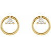 Geometric Earrings Mounting in 14 Karat Yellow Gold for Trillion Stone, 1.91 grams