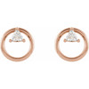 Geometric Earrings Mounting in 14 Karat Rose Gold for Trillion Stone, 1.93 grams