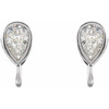 Pear Bezel Set Earring Top Mounting in 14 Karat White Gold for Pear Stone, 0.17 grams