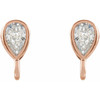 Pear Bezel Set Earring Top Mounting in 14 Karat Rose Gold for Pear Stone, 0.18 grams