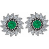 Round 7 Prong Halo Style Earrings Mounting in Sterling Silver for Round Stone, 2.37 grams