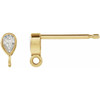 Pear Bezel Set Earring Top Mounting in 14 Karat Yellow Gold for Pear Stone, 0.15 grams