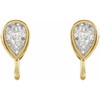 Pear Bezel Set Earring Top Mounting in 14 Karat Yellow Gold for Pear Stone, 0.15 grams