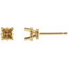 Round 4 Prong Stud Earrings Mounting in 14 Karat Yellow Gold for Round Stone, 0.39 grams