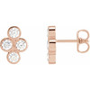 Bezel Set Cluster Earrings Mounting in 14 Karat Rose Gold for Round Stone, 1.69 grams