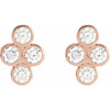 Bezel Set Cluster Earrings Mounting in 14 Karat Rose Gold for Round Stone, 1.69 grams