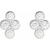 Bezel Set Cluster Earrings Mounting in 14 Karat White Gold for Round Stone, 1.65 grams