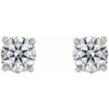 Round 4 Prong Stud Earrings Mounting in 14 Karat White Gold for Round Stone, 1.01 grams