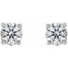 Round 4 Prong Stud Earrings Mounting in 14 Karat White Gold for Round Stone, 1.01 grams