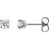 Round 4 Prong Stud Earrings Mounting in 14 Karat White Gold for Round Stone, 0.64 grams