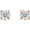 Round 4 Prong Stud Earrings Mounting in 14 Karat Rose Gold for Round Stone, 0.65 grams