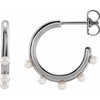 Pearl Hoop Earrings Mounting in Sterling Silver for Pearl Stone, 2.27 grams