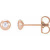 Round Bezel Set Stud Earrings Mounting in 14 Karat Rose Gold for Round Stone, 0.7 grams