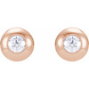 Round Bezel Set Stud Earrings Mounting in 14 Karat Rose Gold for Round Stone, 0.7 grams
