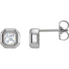 Bezel Set Bezel Earrings Mounting in Sterling Silver for Asscher Stone, 0.35 grams