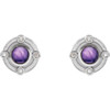 Accented Cabochon Earrings Mounting in Sterling Silver for Round Stone, 1.64 grams
