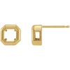 Bezel Set Bezel Earrings Mounting in 14 Karat Yellow Gold for Asscher Stone, 0.44 grams