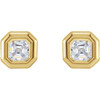 Bezel Set Bezel Earrings Mounting in 14 Karat Yellow Gold for Asscher Stone, 0.44 grams
